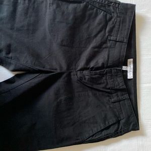 See by Chloe, Size 4, black cotton slim pants with side ribbon piping.